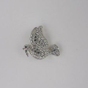 Swarovski Dove w Olive Branch Pin Brooch